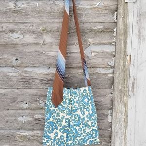 Floral Print Vintage Tie Handmade Art Bag